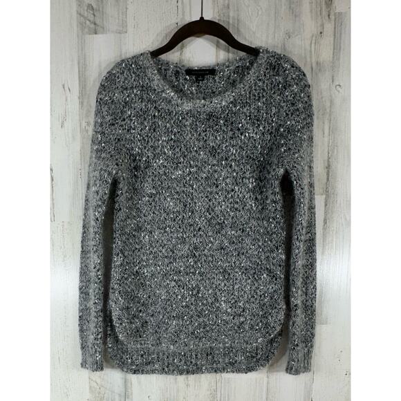 Ann Taylor Sweater Size Small (XS) Gray Marled Mohair Wool Blend Side Slits - Picture 1 of 9